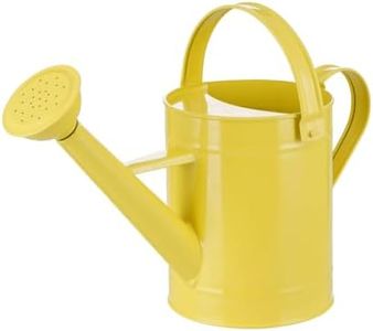 Topadorn Watering Can Metal Watering Pot with Handle and Rosehead Modern Style, 11.4”W x 4.72”D x 8.66”H, 55 Oz.,Yellow