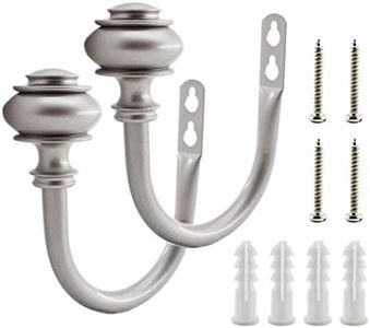 2 Pack Curtain Holdback Hooks, ULIFESTAR U-Shaped Hook Wall Mounted Curtain Tieback Hook,Decorative Window Curtain Holdbacks for Drapes Metal Curtain Holder Curtain Accessories Round Silver