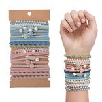 20Pcs Boho Hair Ties Bracelet, Elastic Hair Ties for Women, Fashion Hair Bobbles, Strong Stretch Ponytail Holders, Bracelet Hair Bands Braided for Girls for Thick Hair Long Fine Hair Curly Hair