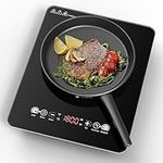 VBGK Portable Induction Cooktop, 1800W Electric Cooktop with 9 Temperature & Power Levels and 3 hour Timer, Safety Lock, Ultra Thin Body and Low Noise Hot Plate Single Countertop Stove