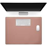 kwmobile Desk Pad 40 x 30 cm - Double Sided Synthetic Leather and PU Suede Office Mat for Desks Laptops - Dusty Pink