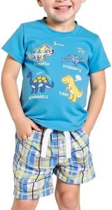 Little Bitty Toddler Boy Clothes 5T Boys Summer Outfits Clothing Cotton Dinosaur T-Shirt & Shorts Set, Multi Pattern 5-6Y/5T
