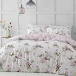 Catherine Lansfield Songbird Reversible Double Duvet Cover Set with Pillowcases Pink