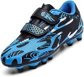 ASOCO DREAM Kids Soccer Cleats Boys Girls Firm Ground Soccer Shoes Youth Professional Athletic Outdoor Football Cleats Shoes, Blue, 2 Little Kid