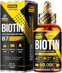 PURE RESEARCH Liquid Biotin & Collagen Hair Growth Drops 60,000mcg - Biotin and Liquid Collagen Supplement for Men & Women - Glowing Skin Support, Healthy Hair & Nail Growth - 2oz