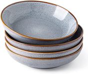 AmorArc 8.5'' Large Ceramic Pasta Bowls Set, 36oz Stoneware Bowls Set of 4 for Kitchen, Reavtive Glaze Bowls-Microwave, Dishwasher Safe for Pasta,Salad,Oatmeal -Blue