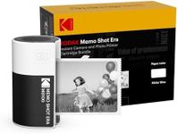 KODAK Memo Shot ERA Kids Instant Digital Camera and Photo Label Printer Bundle, White (Camera with 1 Roll One-Touch Label Cartridge + 9 Rolls Cartridge Set)