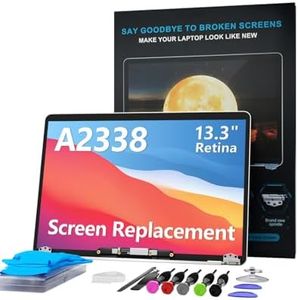 LHM A2338 Screen Replacement for MacBook Pro 13.3" M1 M2 Retina EMC 3578 EMC 8162 MYD83 MYD92 MYDA2 MYDC2 MNEQ3 MNEP3 2560x1600 Full LCD Display Assembly with Fix Kit (A2338-Silver)