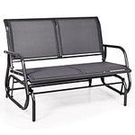 RELAX4LIFE 2-Seater Glider Benches, Patio Double Relaxing Rocker Chair, Steel Frame Outdoor Swing Loveseat for Garden Porch Yard (Grey)