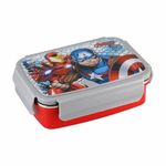 SKI Crunchy Insulated 2 Grid bento Lunch Box with Stainless Steel Inner and a Spoon-Cum-Fork- Avengers