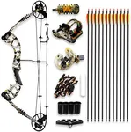 SereneLife Camo Hunting Archery Compound Bow-320 FPS Camoflauge Gear W/Fiberglass Limb,Peep Sight,30-70 lbs Adjustable Draw Weight,23.5”-30.5” Length,Metal Riser 4 String Silencers