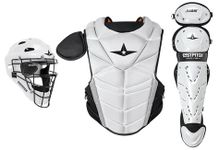 All-Star Fastpitch Advanced Series White/Black Medium Catcher's Kit - Superior Protection and Performance for Elite Catchers. Comes with Free Paige Halstead Training Video
