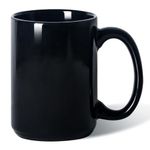 16 OZ Porcelain Coffee Mug, Smilatte Classic Blank Ceramic Cup with Large Handle for Tea Latte Cappuccino, Black