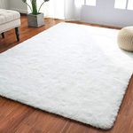 Softlife Ultra Soft Fluffy Area Rugs for Bedroom, Girls and Boys Room Kids Room Nursery Large Rug, 5.3 x 7.6 Feet Shaggy Fur Indoor Plush Modern Floor Carpet for Living Room Christmas Decor, White