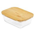 CULINARE Naturals C70022 Glass Container, Sustainable Bamboo/Glass, 370ml, Food Storage Box with Lid, Kitchen Organisation/Fridge Storage/Fresh Food Preserver, Not Dishwasher Safe