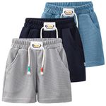 HSTiSan Kids Shorts Sports Running Summer Short Set Lightweight Active Boy 3 Pcs Gray Navy Blue 2-3Years