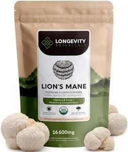 Longevity Botanicals Organic Lions Mane Mushroom Powder - Ultra Concentrated Lions Mane Mushroom Supplement - Promotes Mental Clarity, Focus and Memory - 100% Fruiting Body - 100 Grams