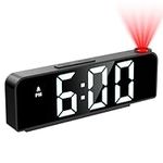 JXTZ Projection Alarm Clock, Alarm Clocks with Projection on Ceiling with 7.9" Large Display, LED Digital Clock with 4 Level Brightness, Snooze, Night Mode, Temperature, Clock for Bedroom Living Room