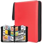 WISYOK Card Binder, 9 Pocket 900 Pockets Trading Card Binder, PU Cards Collection Folder Holder Book with Zipper, Toploader Binders for Football-Card, TCG, MTG (Red)