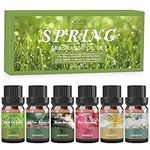 SALUBRITO Essential Oils Set, Spring Fragrance Oils Set for Diffuser, Candle and Soap Making - After Rain, Gardenia, Fresh Cut Grass, Ocean Breeze, Freesia, Rose Geranium Scented Oil