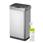 EKO Mirage-T 50 Liter / 13.2 Gallon Rectangular Motion Sensor Trash Can, Brushed Stainless Steel Finish