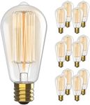 Vintage Incandescent Edison Light Bulbs 60W (12 Pack)- E26/E27 Base 2100K Dimmable Decorative Lightbulbs - ST64 Style Warm Light - Antique Squirrel Filament Vintage Light Bulb for Outdoor and Indoor