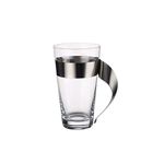 Villeroy & Boch - NewWave Latte Macchiato Glass, crystal glass with stainless steel handle, dishwasher safe, trendy design, clear, 15 cm, 500 ml