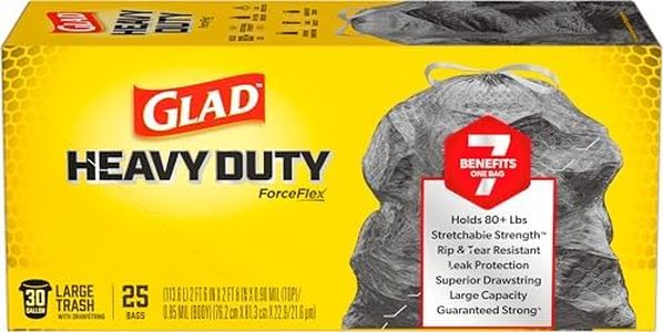 Glad ForceFlex Garbage Bags, Multipurpose Garbage Bags with Stretchable Strength, Fits 30 Gallon Can, 25 Count