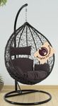 Bright Furniture Single Seater Swing Chair Hammock Swing Chair W/ Stand & Cushion Hammock Hanging Jhula For Indoor,Outdoor,Balcony,Home,Patio,Yard,Balcony(Brown Swing & Brown Cushion)-Alloy Steel