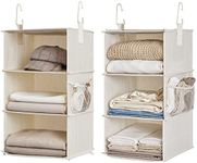 StorageWorks 6-Shelf Hanging Closet Organizers, Two 3-Shelf Separable Closet Hanging Shelves, 12" D x 12" W x 48 3⁄4" H, Mixing of Beige, White & Ivory