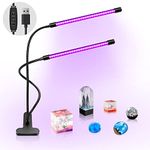LED UV Lamp Dual Head, 20W Light with Clip, Glow in The Dark, 395nm-405nm Black Light for Party, Stage, Paint, Collection, Aquarium,