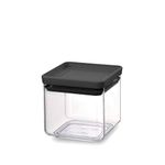 Brabantia Tasty+ Square Stackable 0.7L Food Canister/Storage Jar (Dark Grey) Space Saving Transparent Plastic Tubs with Lids, (122309)