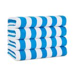 Arkwright California Cabana Striped Oversized Beach Towel Pack of 4, Ringspun Cotton Double Yarn Strength, Perfect Pool Towel, Beach Towel, Bath Towel (Extra Large 30 x 70 Inch) (Blue)