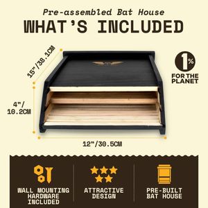 WildYard 2-Chamber Bat House – Outdoor Wooden Shelter for Bats