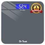 Dr Trust USA Platinum Electronic Weight Machine for Body Weight, Digital Weighing Scale for Human Body, Digital Bathroom Scale with Thick Tempered Glass, Large LCD Display, 3 Year Warranty (Grey)