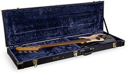 Crossrock Electric Bass Case, Fits Fender Precision & Jazz Bass, Rectangular Wood Case, Black (CRW600BBK)