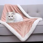 Cat Blanket Waterproof, Cozy Blanket Waterproof Couch Cover for Cats & Puppies, Double-Side Sherpa Throw Blanket for Small Dogs (Pink Beige, S 25x35”), Bedding Aid