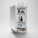 amazon basics Plastic Multipurpose, Wall-Mounted Storage Cabinet with Mirror, Small (White)