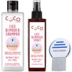 Ayurvedic Anti-Lice Combo: Lice Removal Shampoo, Lice Hair Spray & Lice Comb | 100% Natural | Kills Lice, Eggs & Nits | Safe for Kids | Neem, Tea Tree & Camphor (2 * 50ml + comb) (100ML)