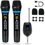 ZERFUN Wireless Microphones Rechargeable, Metal UHF Wireless Mic Cordless Microphone Handheld Dual with Echo Treble BASS VOL Channel Control for Karaoke Singing Church Events