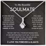 Dazzling Soulmate Necklace With Message Card: Exclusive Birthday Gift for Her - Elegant Sterling Silver Pendant, Perfect for Wife's Special Day & Christmas, Stainless Steel, No Gemstone