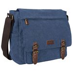 S-ZONE Men's Messenger Bag Crossbody Shoulder 14-17.3 Inch Laptop Vintage Canvas Briefcase Satchel for Work School Traveling Daily Use Multiple Pocket