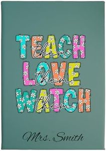 Daphne's Curations Customizable Teacher Journal – Leather Notebook with Choice of Inspirational Teacher Graphic – Appreciation Gift