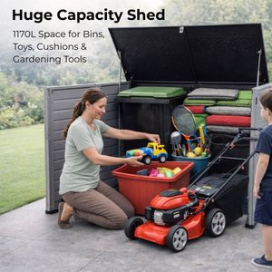 Olsen & Smith XL Wheelie Bin Storage Shed 1170L – Outdoor Plastic Garden Box for 2x 230L Bins, Tools, Bikes, Toys