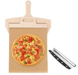 21.6 x 13.8 inch Sliding Pizza Board Peel with Pizza Spatula Cutter Accessory Pizza Slider Paddle Shovel with Handle Pizza Peel That Non-Stick Easy to Transfer for Grill Dough Perfect Transfer