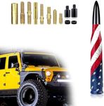 Crynod 1 PC Car Modified Bullet Antenna, 5.5" American Flag Personalized Decorative Anti-Theft Security Antenna, Stable Signal with Screw Mounting Accessories, Universal for Most Cars (Black)