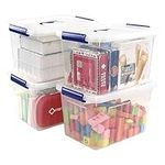 Annkky 10 Litre Clear Latching Storage Box, Plastic Boxes with Lids Set of 4