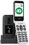 Doro Leva E30-4G Flip Phone for Elderly - Large 2.8" Screen, External Display, High Contrast Keys, Loud & Clear Sound, Camera Secure Button - Charging Cradle - Black/White