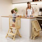 GoTiling Foldable Toddler Kitchen Tower: Montessori Learning Standing Tower for Kitchen Counter - 1-3 Years Toddler Stool Helper