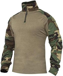 XKTTAC G3 Combat Tactical Shirt for Men with 2-4 Pockets Airsoft-Military-Paintball-Camping Gear Multicam Army BDU TOP Security Clothes（Woodland/2 Pockets，S）